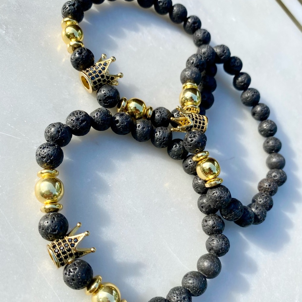 Black Crown Charm Bracelet